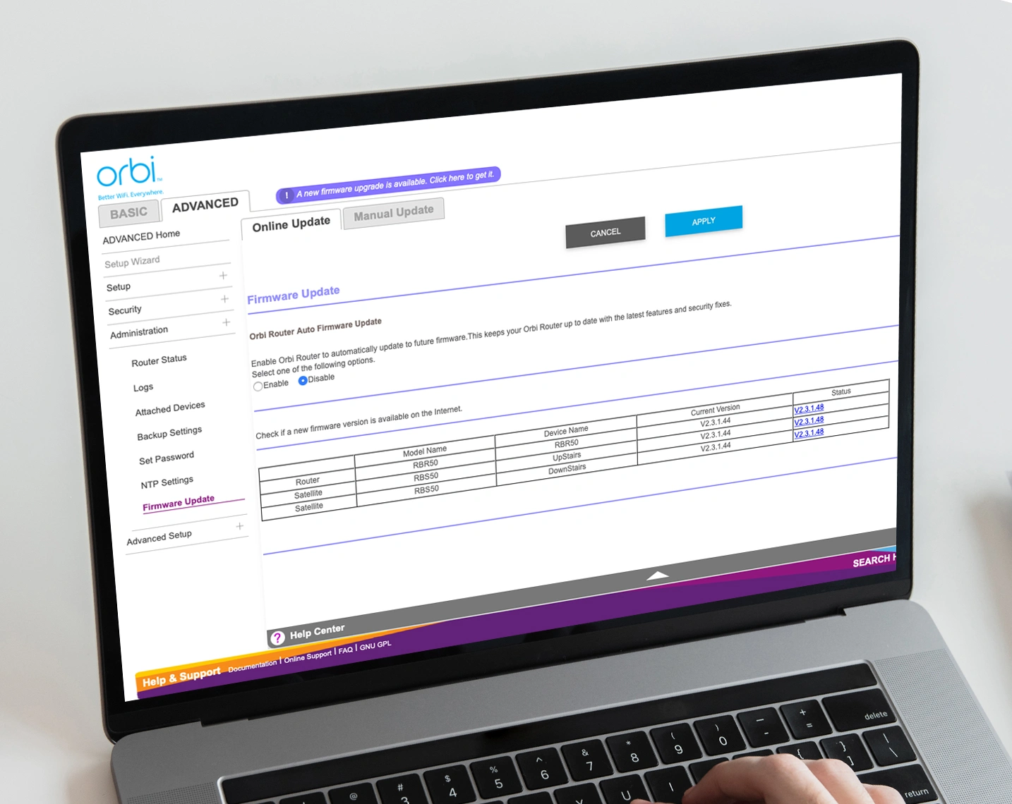How to update netgear orbi rbk663 firmware